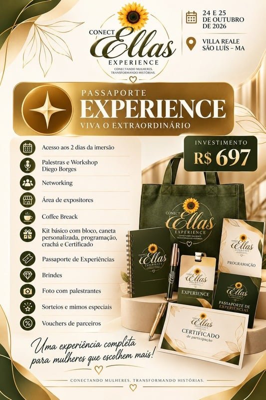 Passaporte Experience — kit e benefícios. Investimento R$ 697.